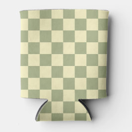 Dusty Sage Green and Butter Yellow Checkerboard Blikjeskoeler