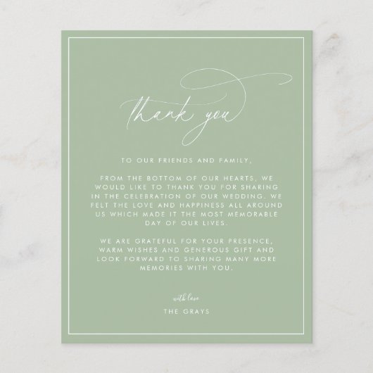 Dusty Sage Green Bedankt voor je creditcard (Voorkant)