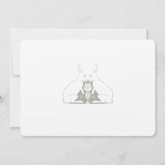 Dusty Sage Green Bewaar de Datum Konijn Scrollwork Kaart (Achterkant)