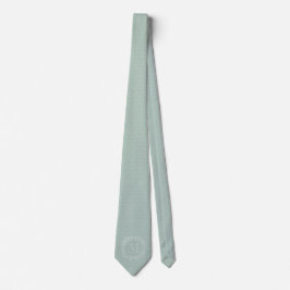 Dusty Sage Green Botanical Wreater Elegant Monogra Stropdas