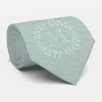 Dusty Sage Green Botanical Wreater Elegant Monogra