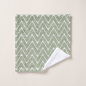 Dusty Sage Green Chevron Pattern Bad Handdoek (Wasdoekje)