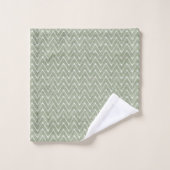 Dusty Sage Green Chevron Pattern Bad Handdoek (Wasdoekje)