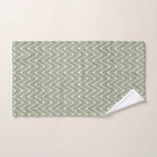 Dusty Sage Green Chevron Pattern Bad Handdoek (Handdoek)