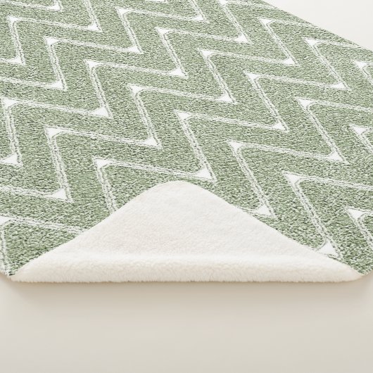 Dusty Sage Green Chevron Pattern Sherpa Deken (3/4)