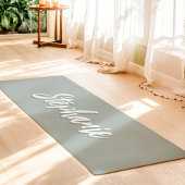 Dusty Sage Green Custom Name Simple Yogamat