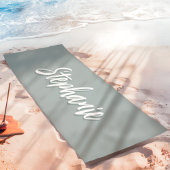 Dusty Sage Green Custom Name Simple Yogamat