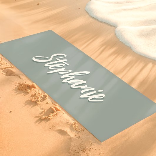 Dusty Sage Green Custom Name Simple Yogamat