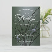 Dusty Sage Green Dragonfly Birthday Kaart (Staand voorkant)