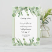 Dusty Sage Green Eucalyptus Geometric Arch Wedding Kaart (Staand voorkant)