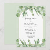 Dusty Sage Green Eucalyptus Geometric Arch Wedding Kaart (Voorkant / Achterkant)