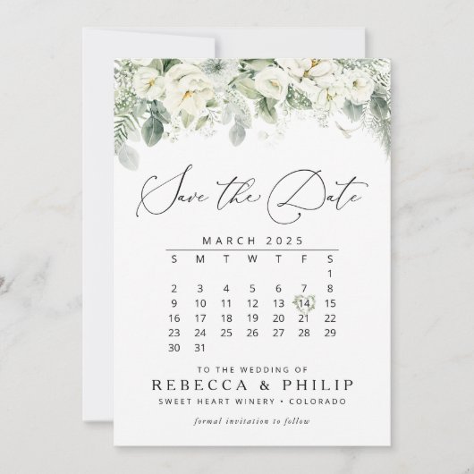 Dusty Sage Green Flat Save the Date Kaart (Voorkant)