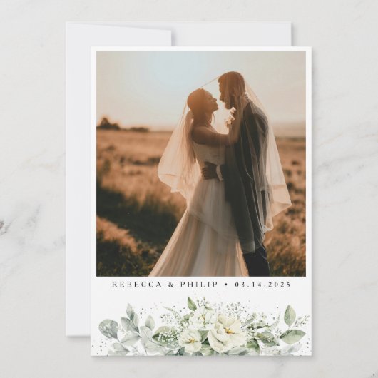 Dusty Sage Green Flat Save the Date Kaart (Achterkant)