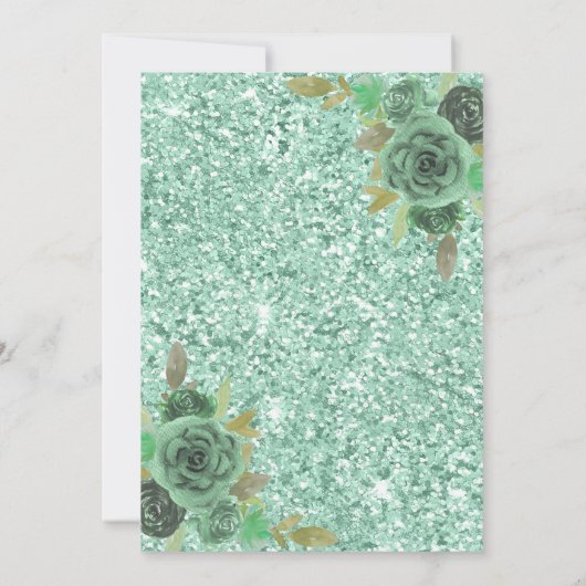 Dusty Sage Green Floral Butterfly Quinceanera Kaart (Achterkant)