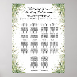 Dusty Sage Green Flowers 10 Tafels Trouwstoelen Poster