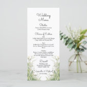 Dusty Sage Green Flowers 4x9'' Wedding Menu (Staand voorkant)