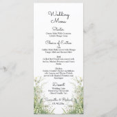 Dusty Sage Green Flowers 4x9'' Wedding Menu (Voorkant)