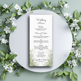Dusty Sage Green Flowers 4x9'' Wedding Menu