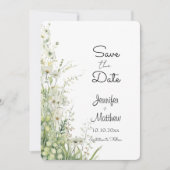 Dusty Sage Green Flowers 5x7" Save The Date (Voorkant)