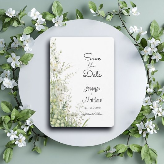 Dusty Sage Green Flowers 5x7" Save The Date