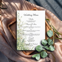 Dusty Sage Green Flowers 5x7'' Wedding Menu