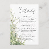 Dusty Sage Green Flowers Wedding Details Informatiekaartje (Voorkant)
