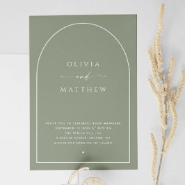 Dusty Sage Green Minimalist Arch Wedding. Foto QR Kaart