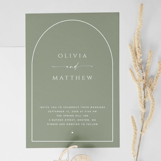 Dusty Sage Green Minimalist Arch Wedding. Foto QR Kaart