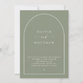 Dusty Sage Green Minimalist Arch Wedding. Foto QR Kaart (Voorkant)