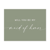 Dusty Sage Green Minimalist Maid of Honor Voorstel