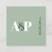 Dusty Sage Green Monogram QR Code Trouwwebsite Informatiekaartje (Achterkant)