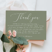 Dusty Sage Green Script Wedding | Elegant rustiek Bedankkaart