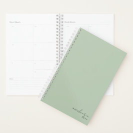 Dusty Sage Green Simple Minimalist op maat Planner