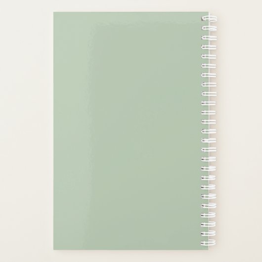 Dusty Sage Green Simple Minimalist op maat Planner (Achterkant)