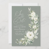 Dusty Sage Green Sla de datumkaarten op Save The Date (Voorkant)