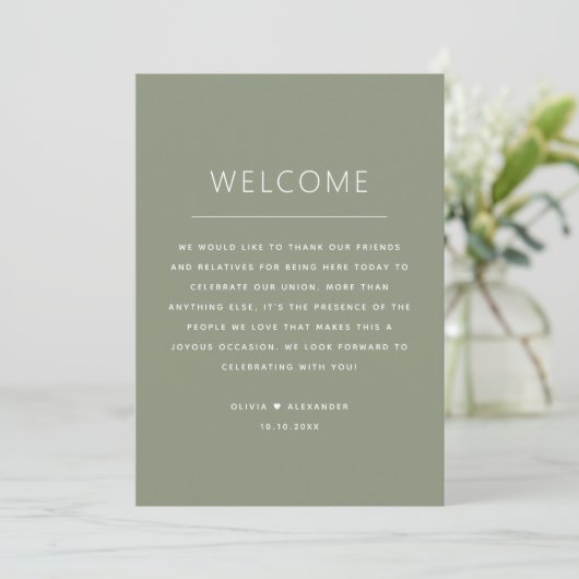 Dusty Sage Green Timeline | Wedding Itinerary  Kaart (Staand voorkant)