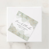 Dusty Sage Green Waterverf Gold Geometric Wedding Bedankjes Labels (In situ)