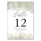 Dusty Sage Green Waterverf Gold Geometric Wedding Kaart (Achterkant)