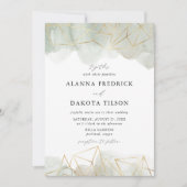 Dusty Sage Green Waterverf Gold Geometric Wedding Kaart (Voorkant)