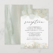 Dusty Sage Green Waterverf Wedding Reception Informatiekaartje (Voorkant / Achterkant)