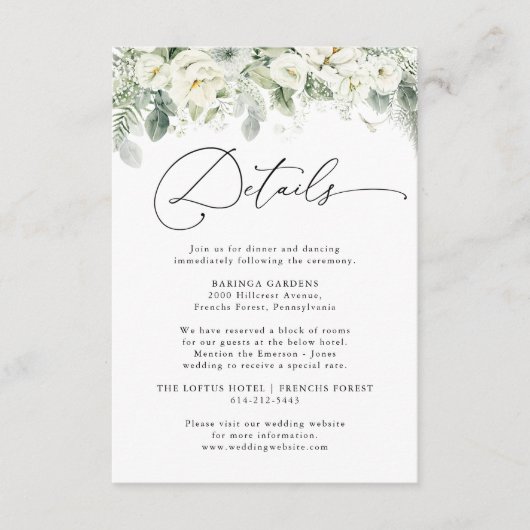 Dusty Sage Green Wedding Details Kaart (Voorkant)