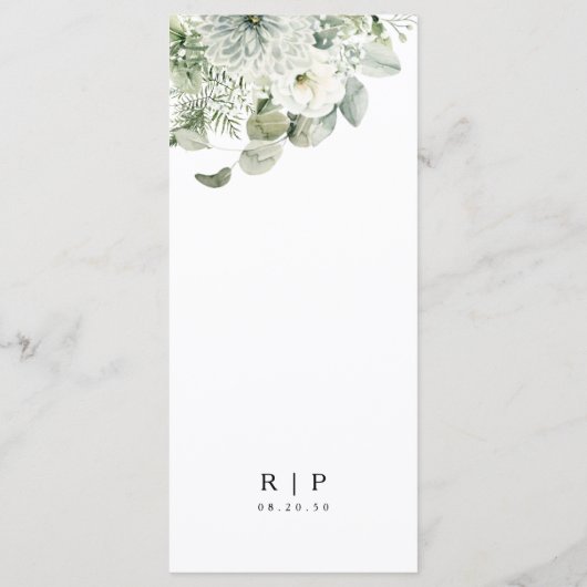 Dusty Sage Green Wedding Flat Menu (Achterkant)