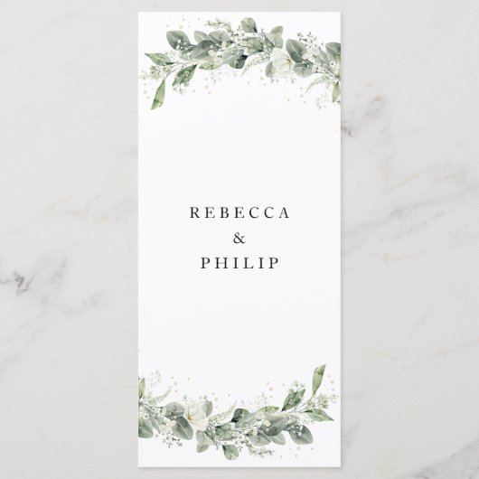 Dusty Sage Green Wedding Flat Menu (Achterkant)