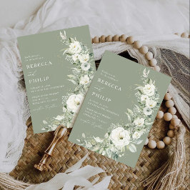 Dusty Sage Green Wedding Invitation Kaart
