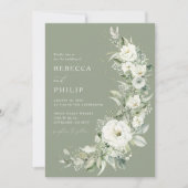 Dusty Sage Green Wedding Invitation Kaart (Voorkant)