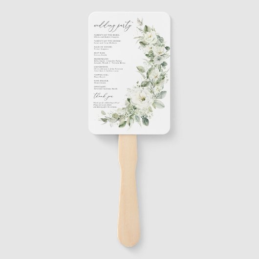 Dusty Sage Green Wedding Program Hand Fan Handwaaier (Achterkant)