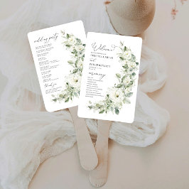 Dusty Sage Green Wedding Program Hand Fan Handwaaier