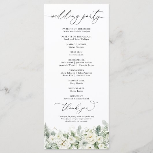 Dusty Sage Green Wedding Program Programmakaart (Achterkant)
