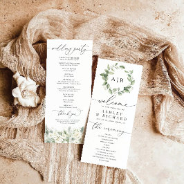 Dusty Sage Green Wedding Program Programmakaart