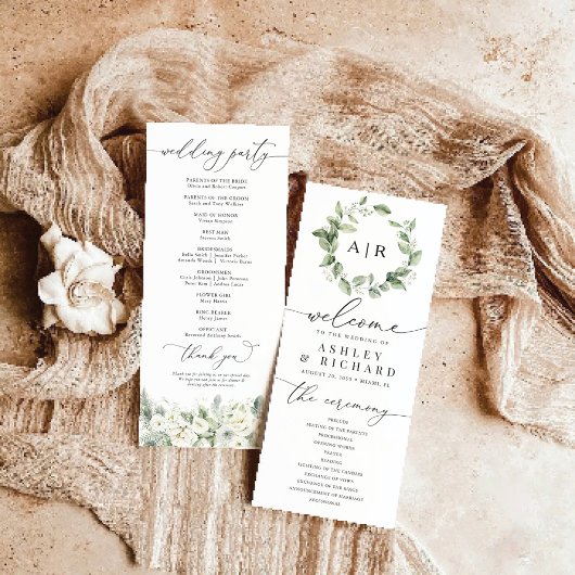 Dusty Sage Green Wedding Program Programmakaart